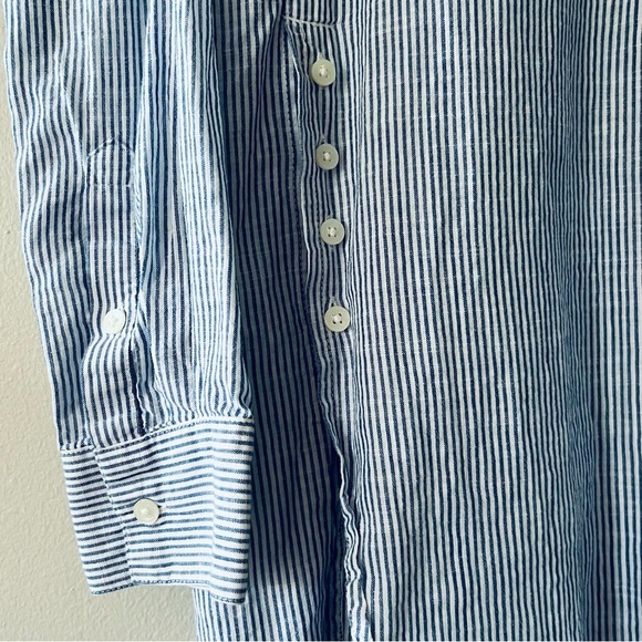 Madewell Side Button Striped Popover Shirt • XS • Blue and White Stripes - Picture 6 of 13